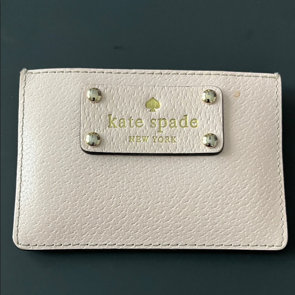 kate spade Pale Pink Leather Card Case with Gold Plaque